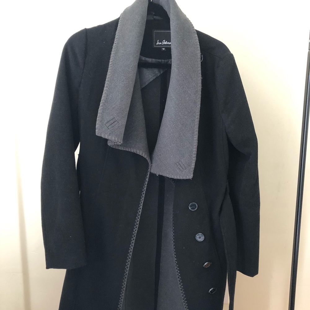 Sam Edelman Black + Gray Shawl Collared Coat
